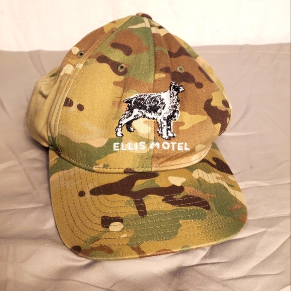 Ellis Motel Round Top TX Green Camo Ball Cap Hat OS Snap Back - Picture 1 of 8